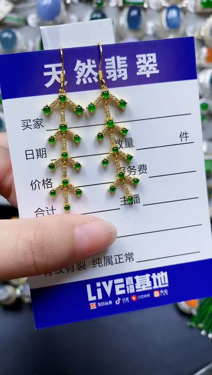 翡翠银S925镶嵌耳饰0112