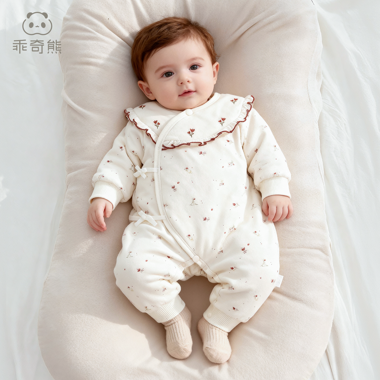 【暖护棉】新生儿宝宝夹棉抗菌和尚服婴幼儿加厚保暖冬季哈衣棉服