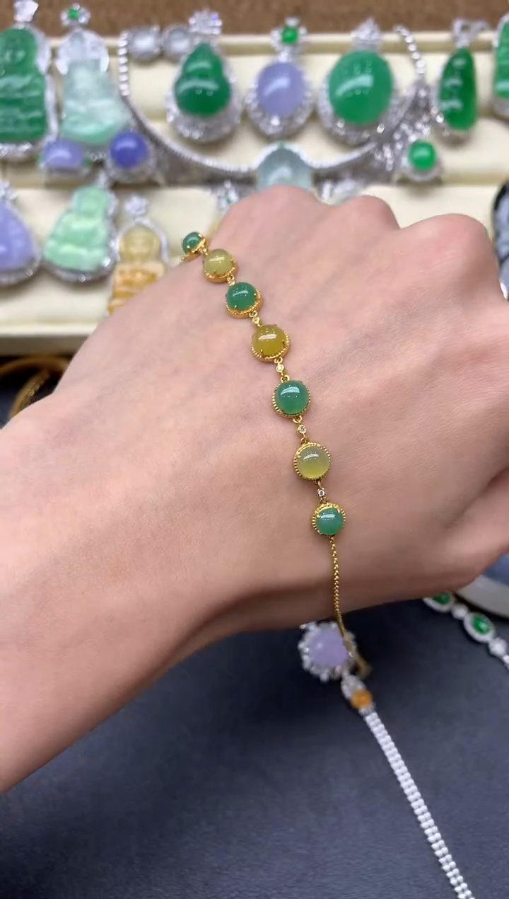 【闪购商品】翡翠手串18K金镶嵌430-中国好珍宝