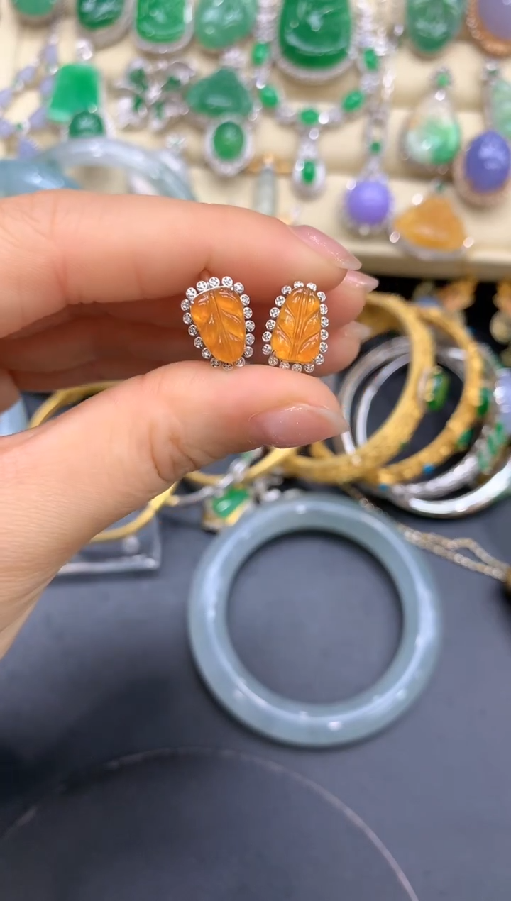 【闪购商品】翡翠耳饰18K金镶嵌282-中国好珍宝