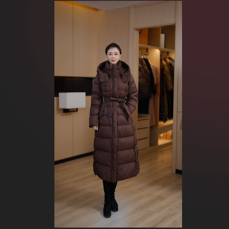 【798216】冬季时尚填充白鹅绒保暖新款长款羽绒服