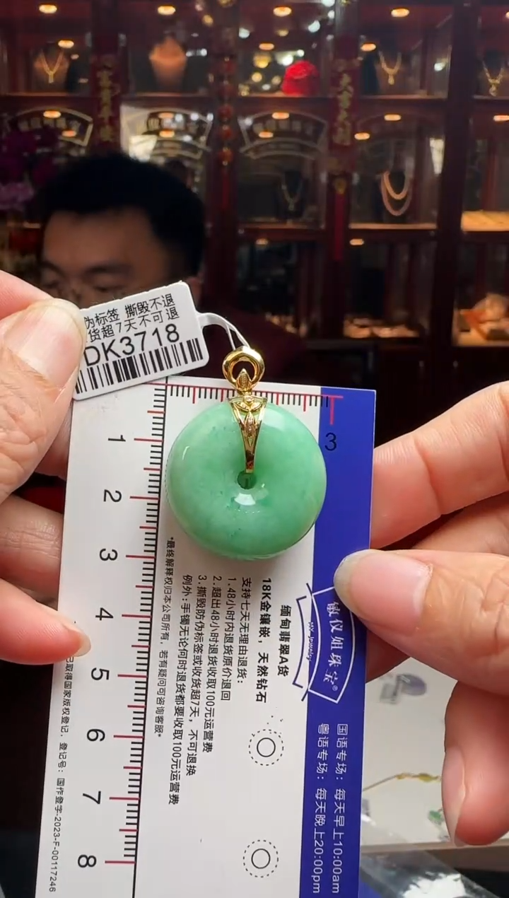 【闪购商品】翡翠颈饰18K金镶嵌DK3718绿平安扣