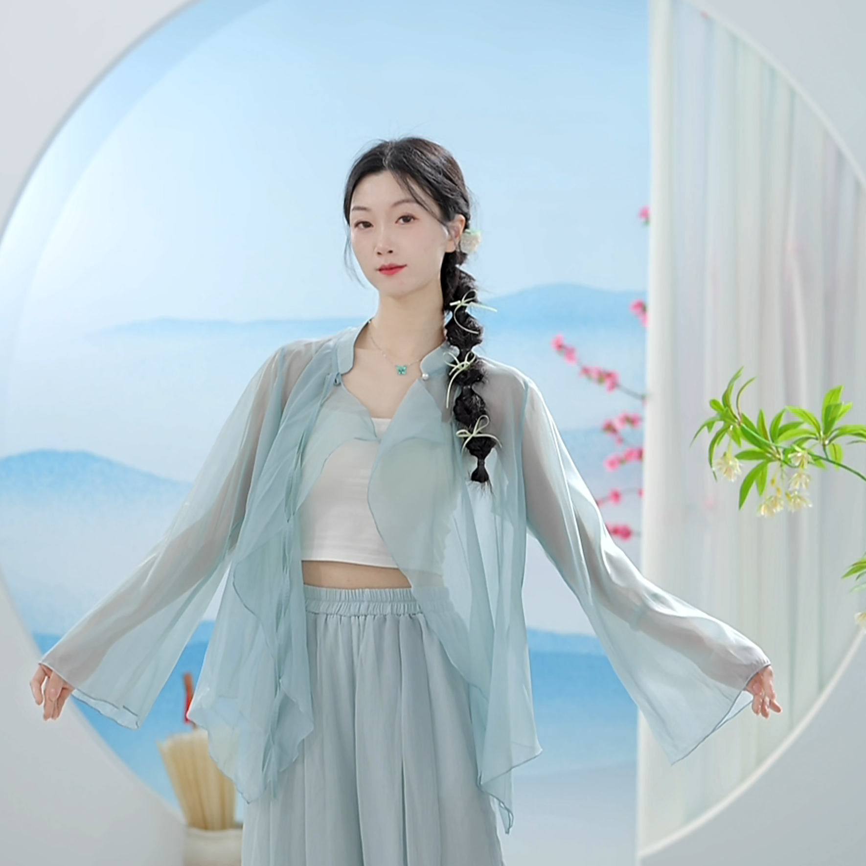 3621 D现代舞蹈服宽松飘逸立领开衫中国风舞蹈服舞台演出练功上衣