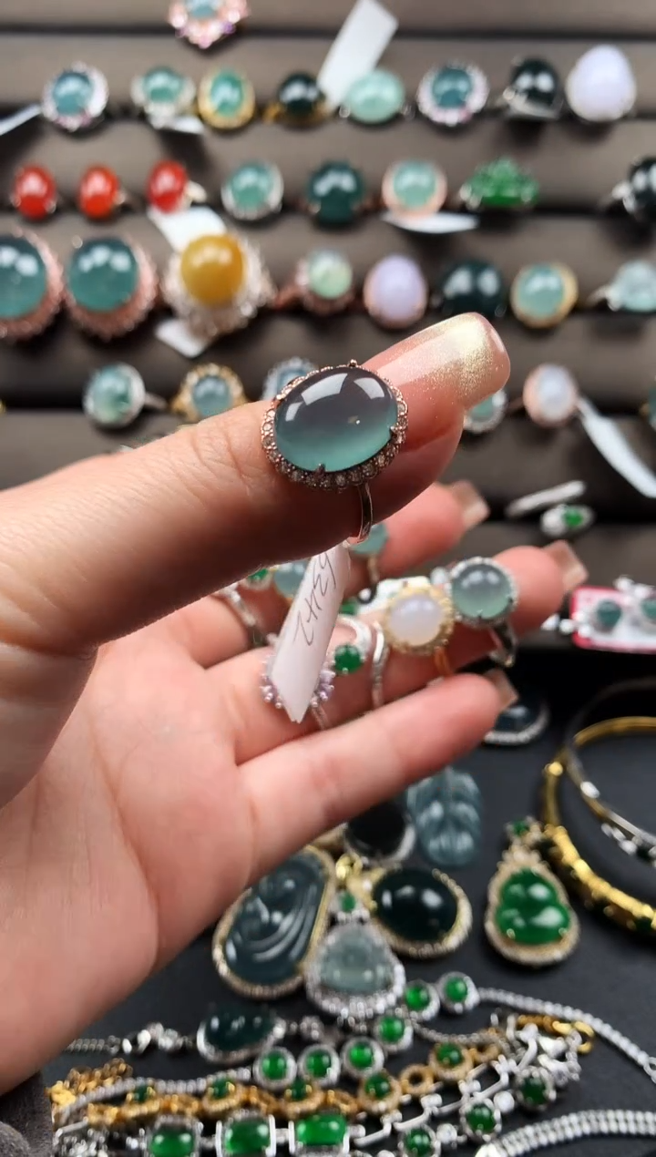 【闪购商品】翡翠戒指银S925镶嵌543543