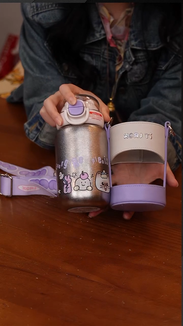 陶50-小茶日记内外纯钛儿童保温杯500ML-紫色-CF5842