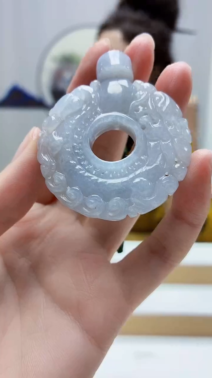 未镶嵌定制翡翠4829zm-毛货挂件龙扣39