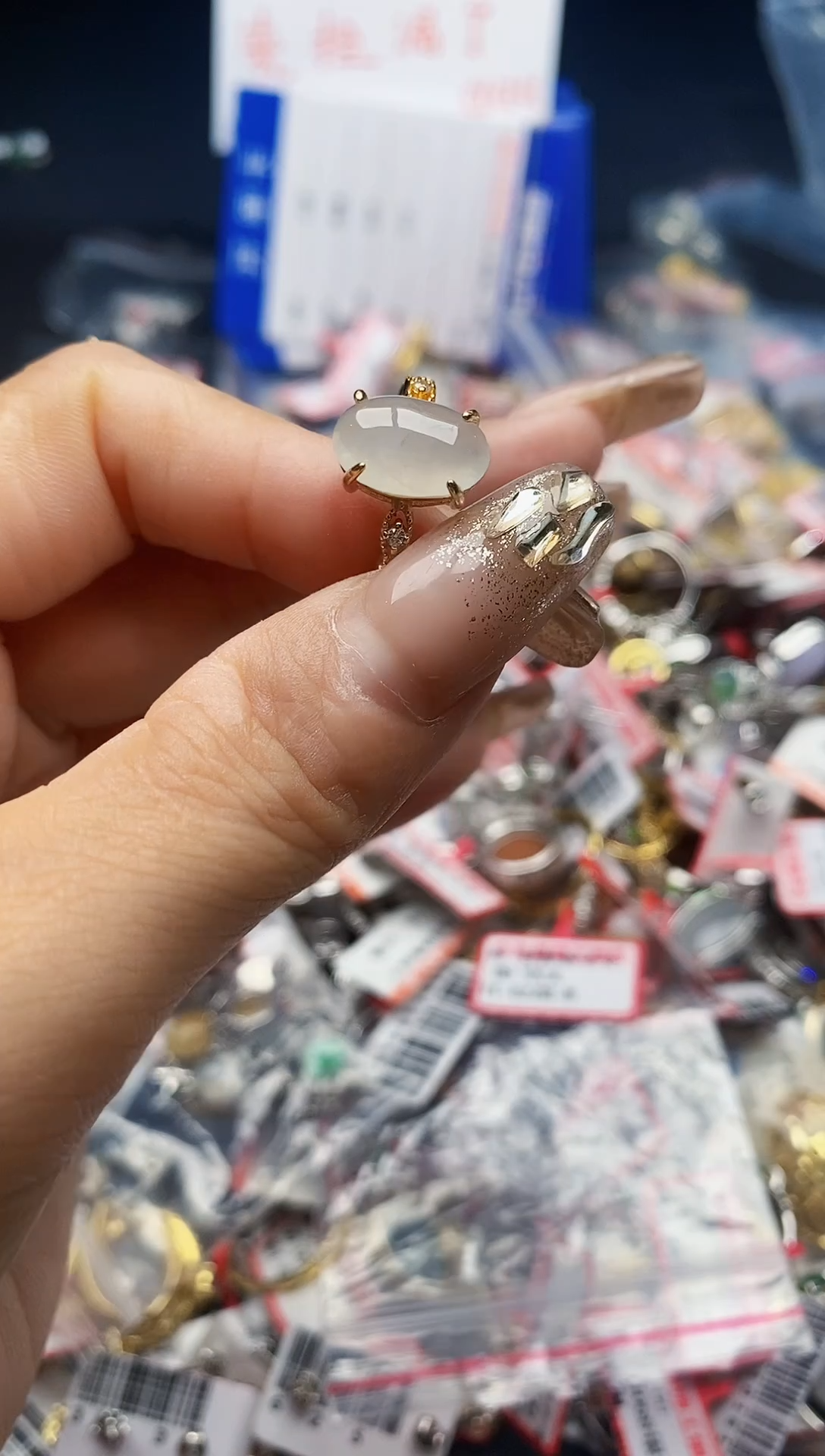 翡翠戒指银S925镶嵌5947