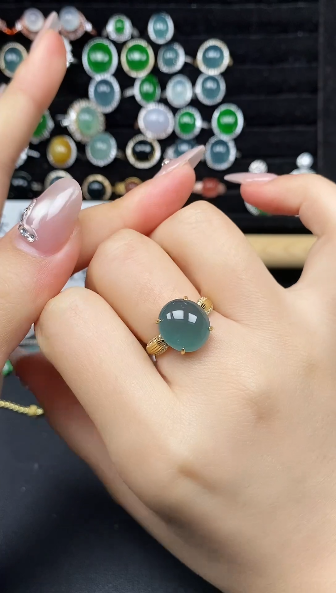 银S925镶嵌戒指翡翠28335