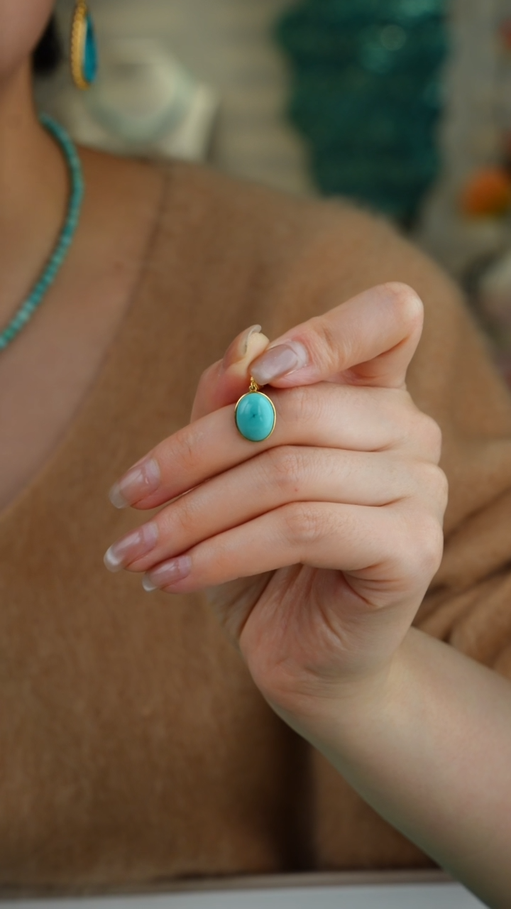 【闪购商品】绿松石吊坠(不含链)18K金镶嵌1