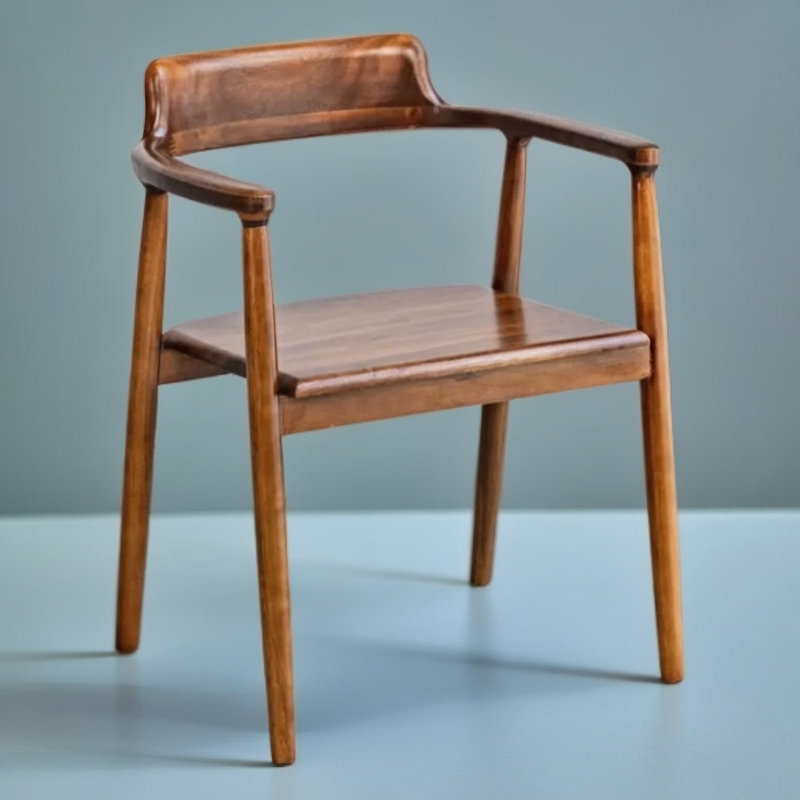 南美胡桃木广岛椅椅子木椅餐厅凳子家用胡桃色扶手椅北欧摇椅餐椅