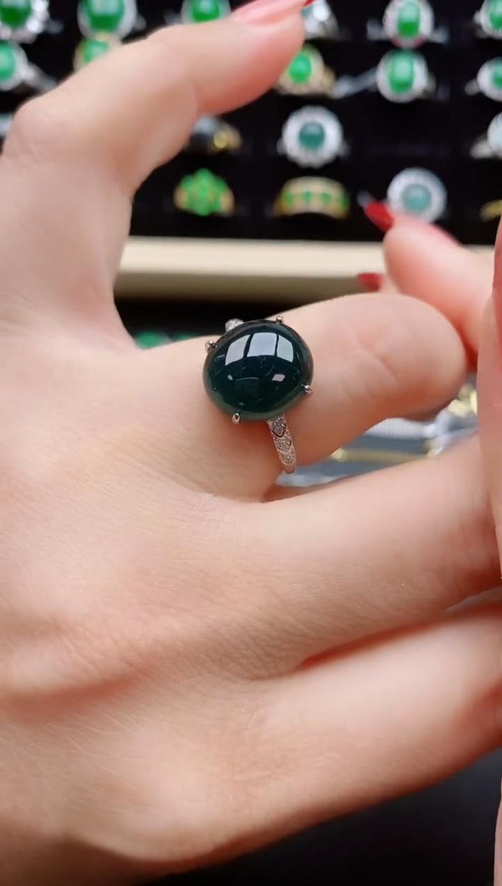 【闪购商品】翡翠戒指银S925镶嵌1321