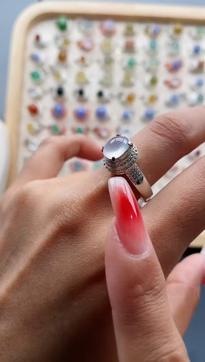 【闪购商品】翡翠戒指未镶嵌缅甸天然A货翡翠333 8+3