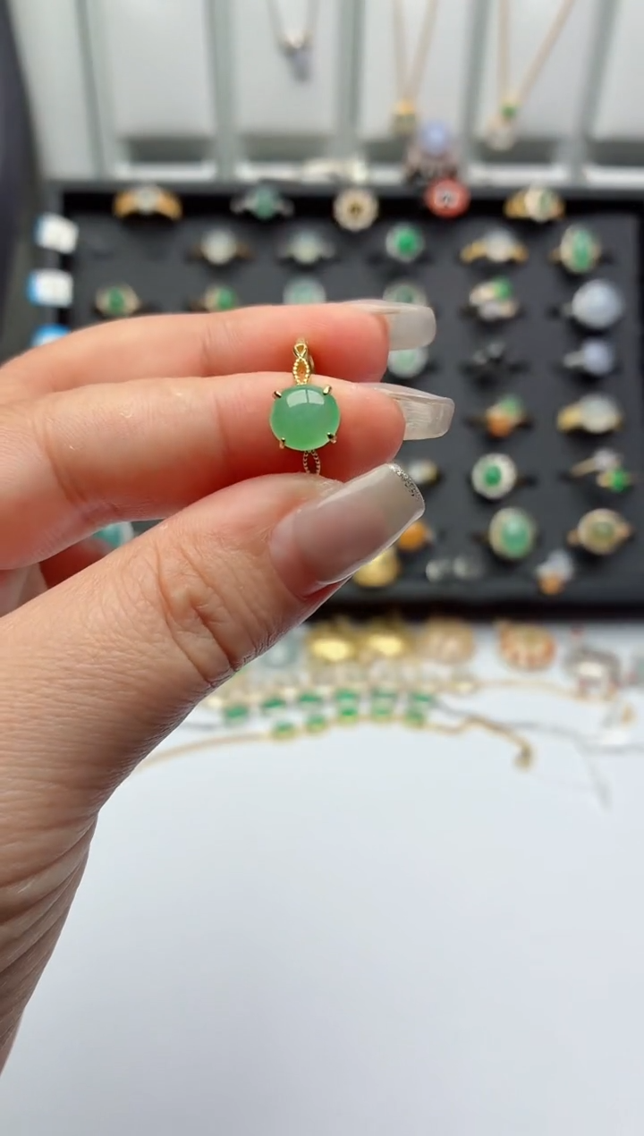 银S925镶嵌戒指翡翠.