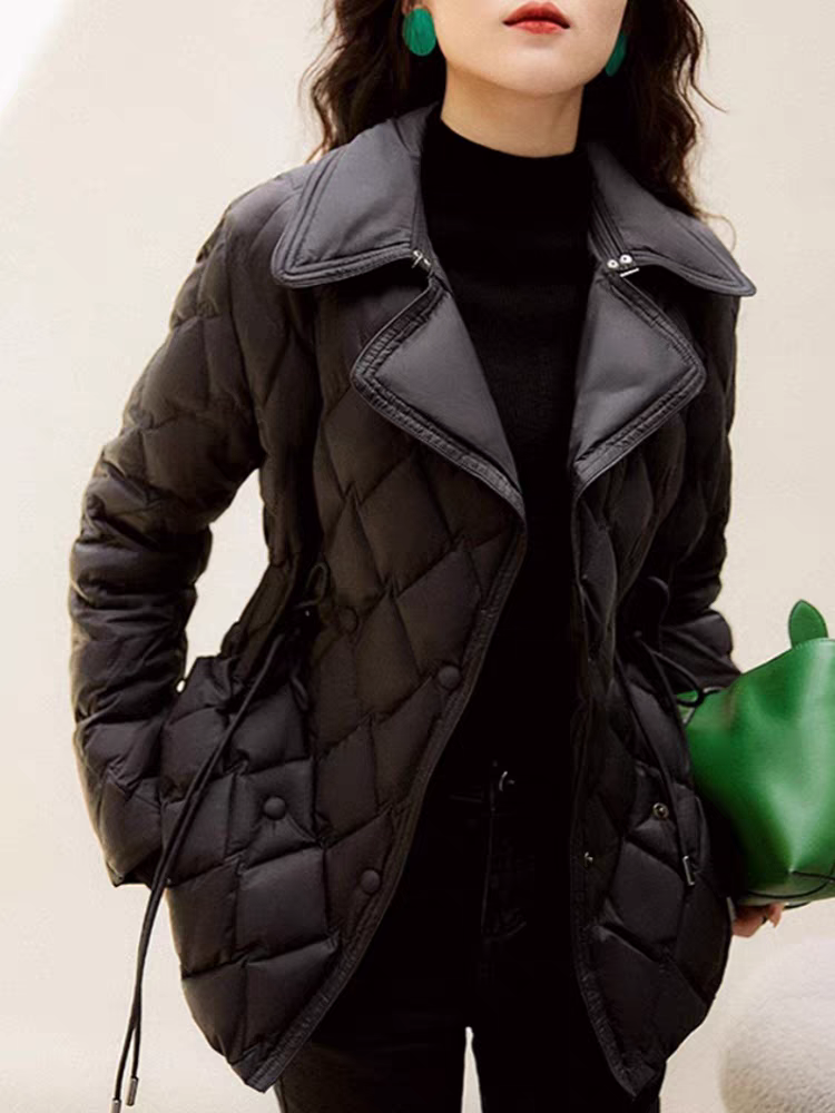 【西装领】秋冬时尚保暖百搭收腰网红冬季长袖女士羽绒服修身显瘦