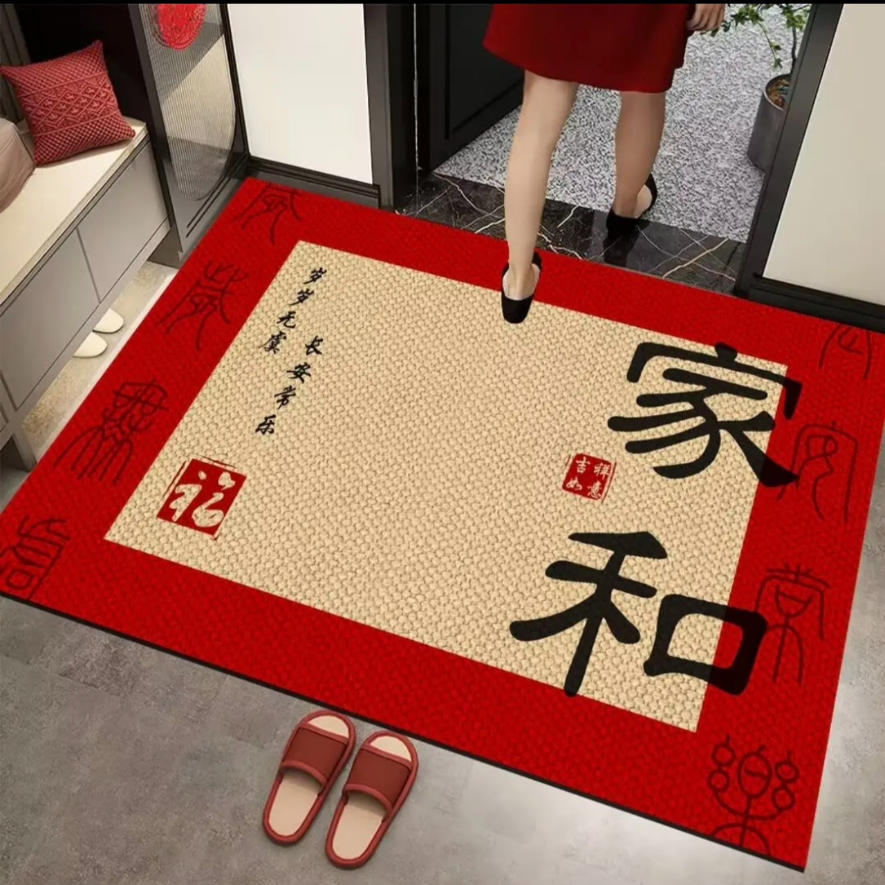 红色-家和【80×120cm】硅藻泥入户厨房地垫防滑防油免洗耐脏脚垫