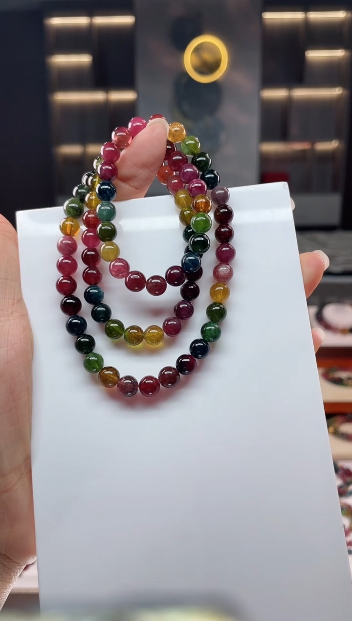 未镶嵌老矿碧玺三圈手串7mm+碧玺（多样性发一条）Q