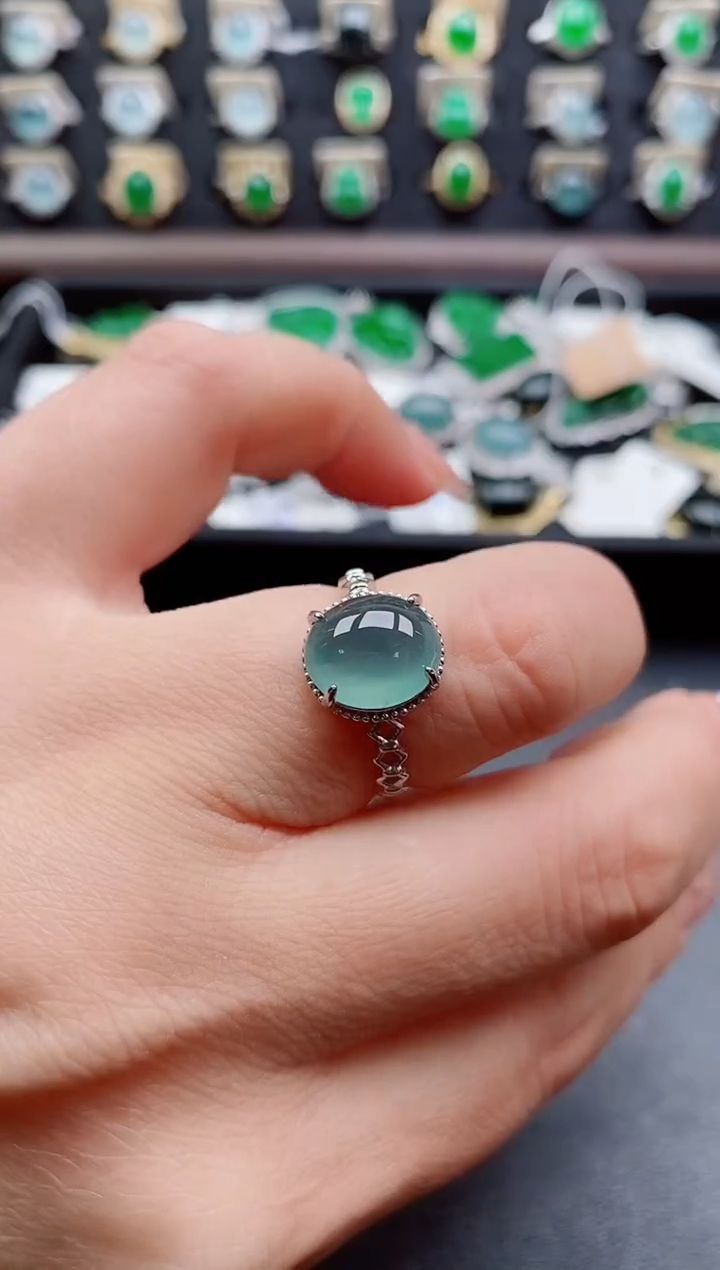 银S925镶嵌戒指翡翠1