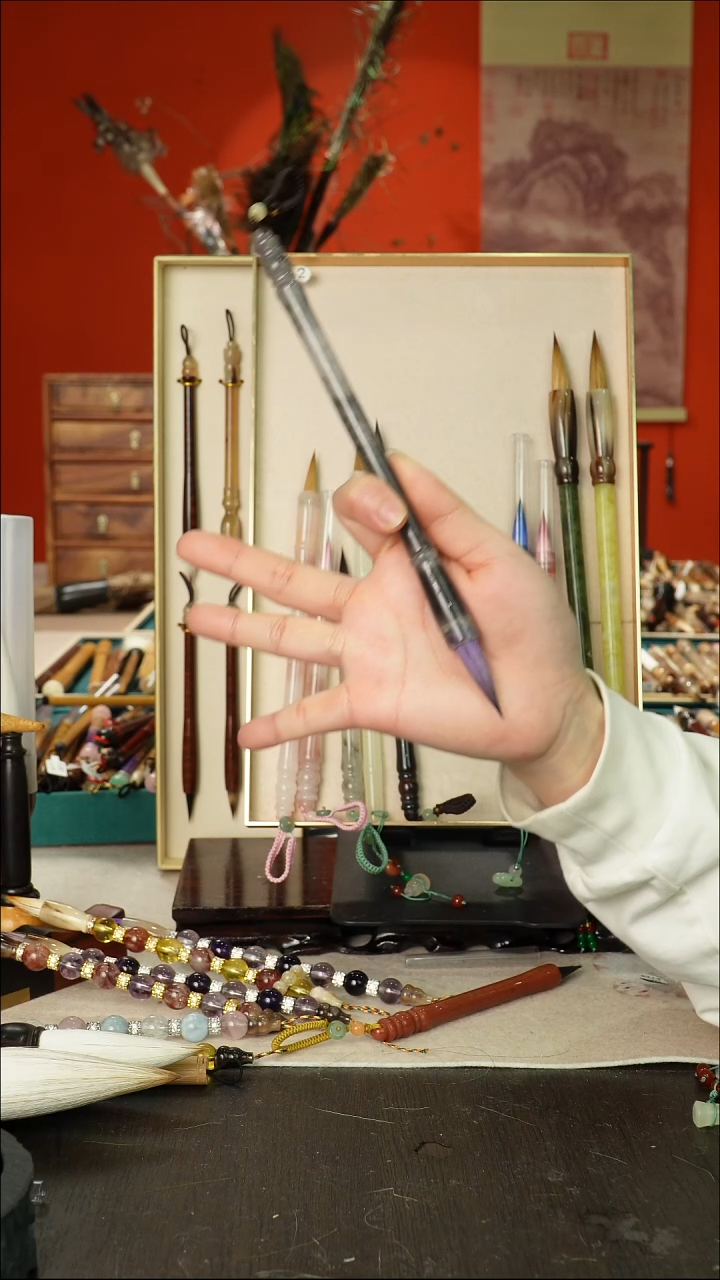 155号闪孤品高货毛笔链接 清水试笔 蘸墨不退