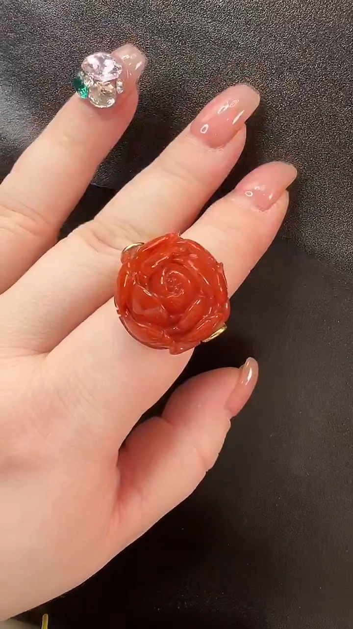 颈饰未镶嵌南红玛瑙戒指