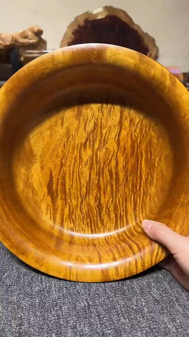 金丝楠木老料 整料掏挖满水波聚宝盆 27.9-8cm