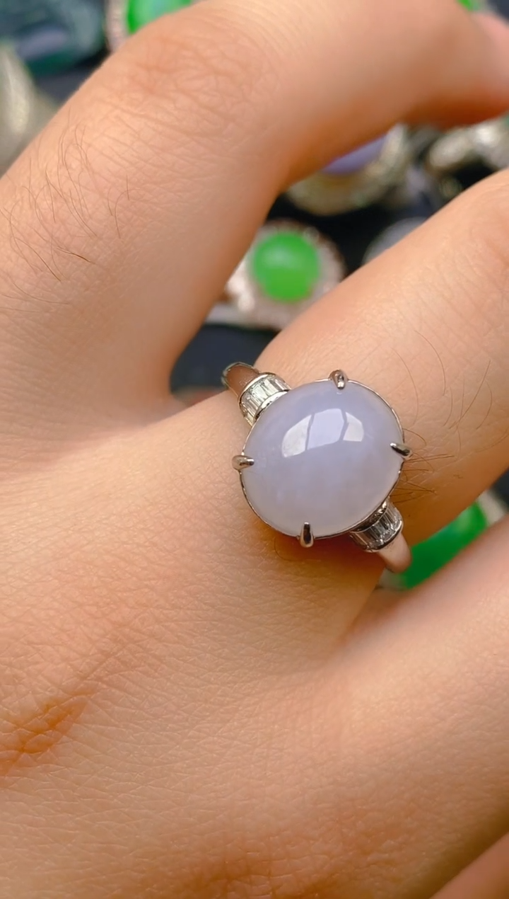 【闪购商品】翡翠戒指银S925镶嵌天然A货翡翠1