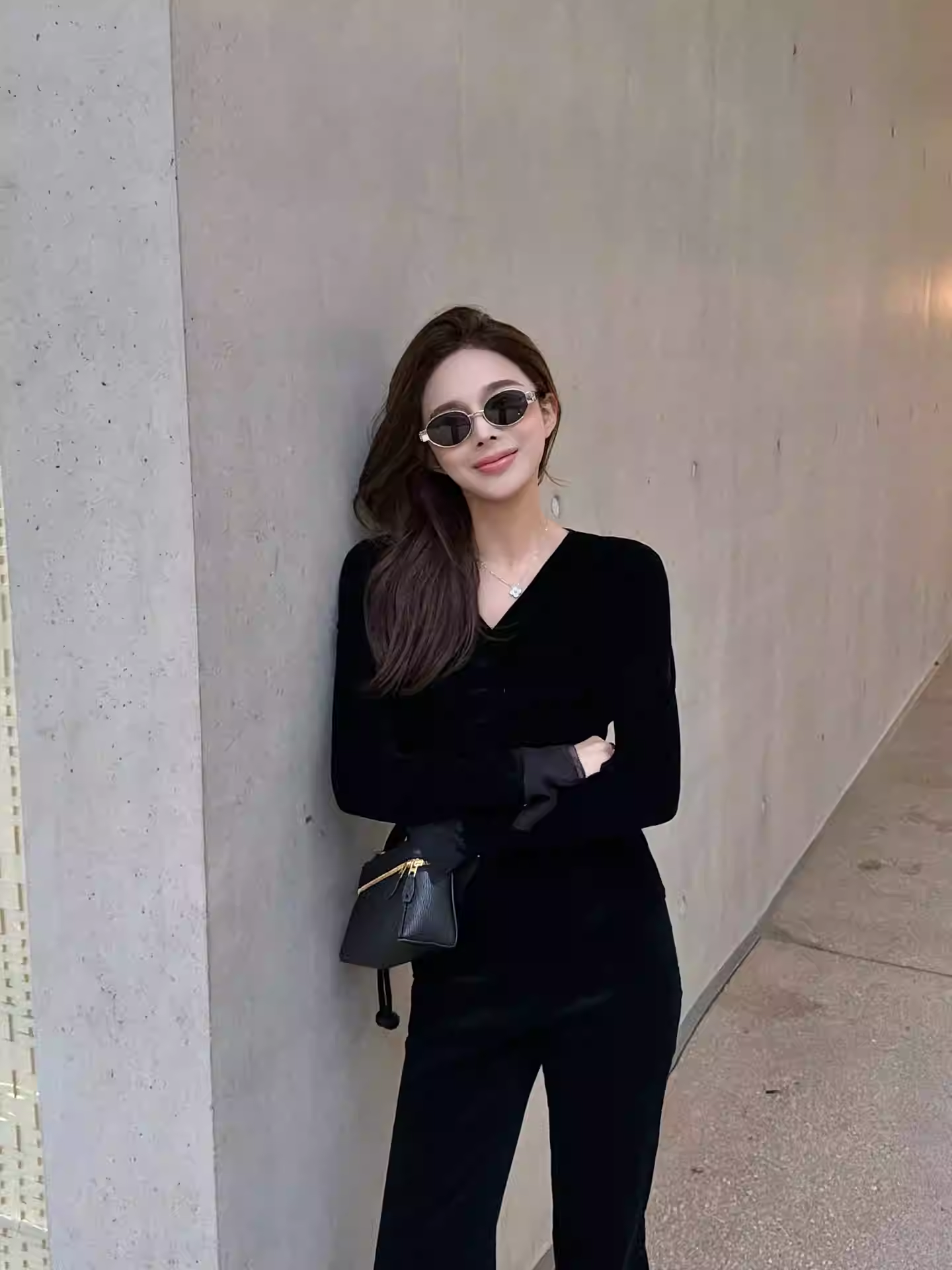 SJJ-SHANG【绒漾】高定真丝拼接重磅丝绒光奢感针织上衣q136297p