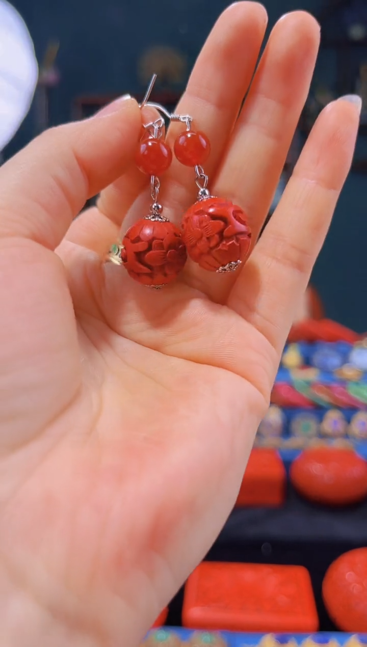 【闪购商品】非遗绝技 雕漆花卉耳环