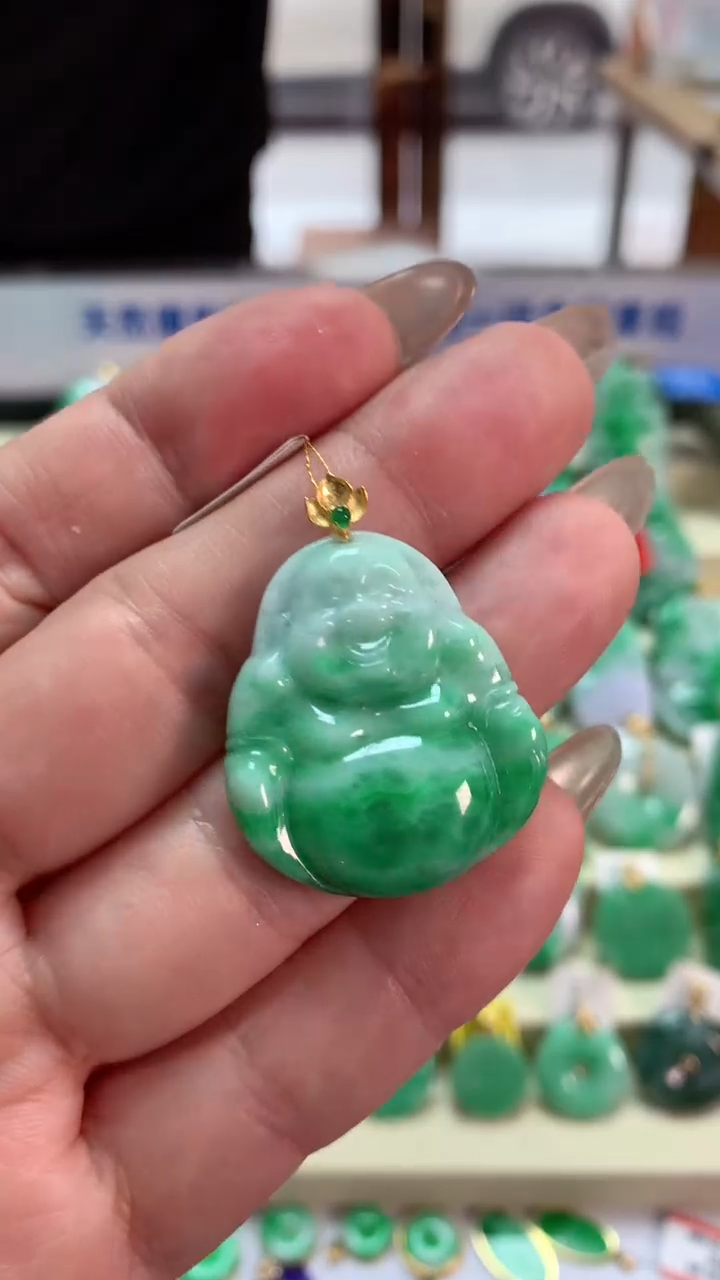 【闪购商品】翡翠吊坠(不含链)18K金镶嵌挂件