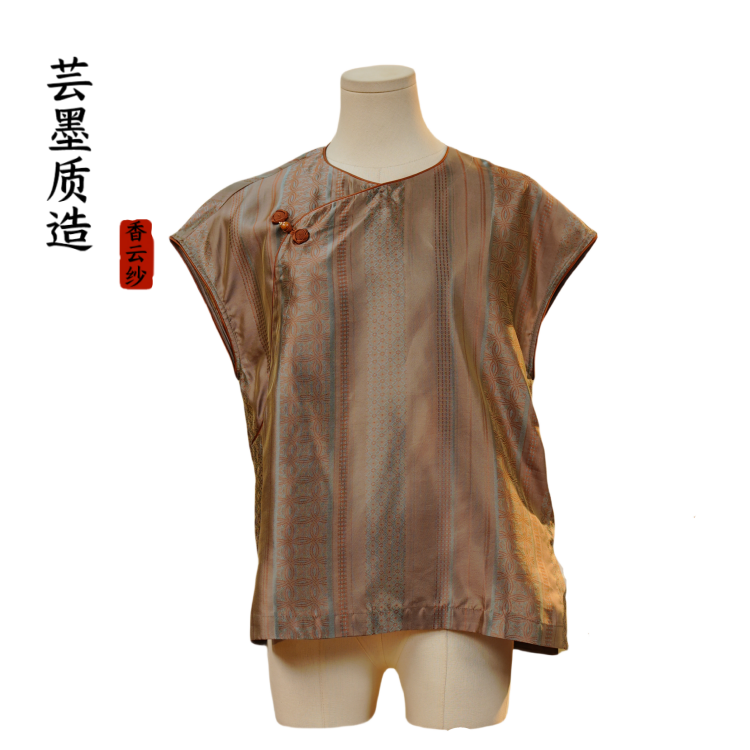 【芸墨质造】-折柳 新款夏季薄款斜襟圆领女士上衣 气质高级百搭款