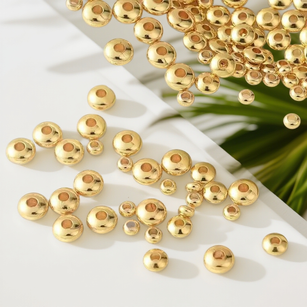 18k4mm 算盘珠孔位1.0mm 隔珠可编绳 DIY 串珠配件【拍满10赠1】