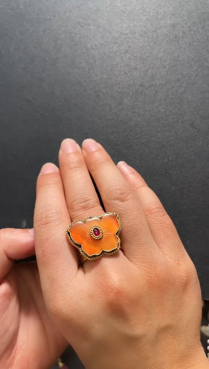 【闪购商品】玛瑙/玉髓戒指银S925镶嵌支持48小时鉴赏