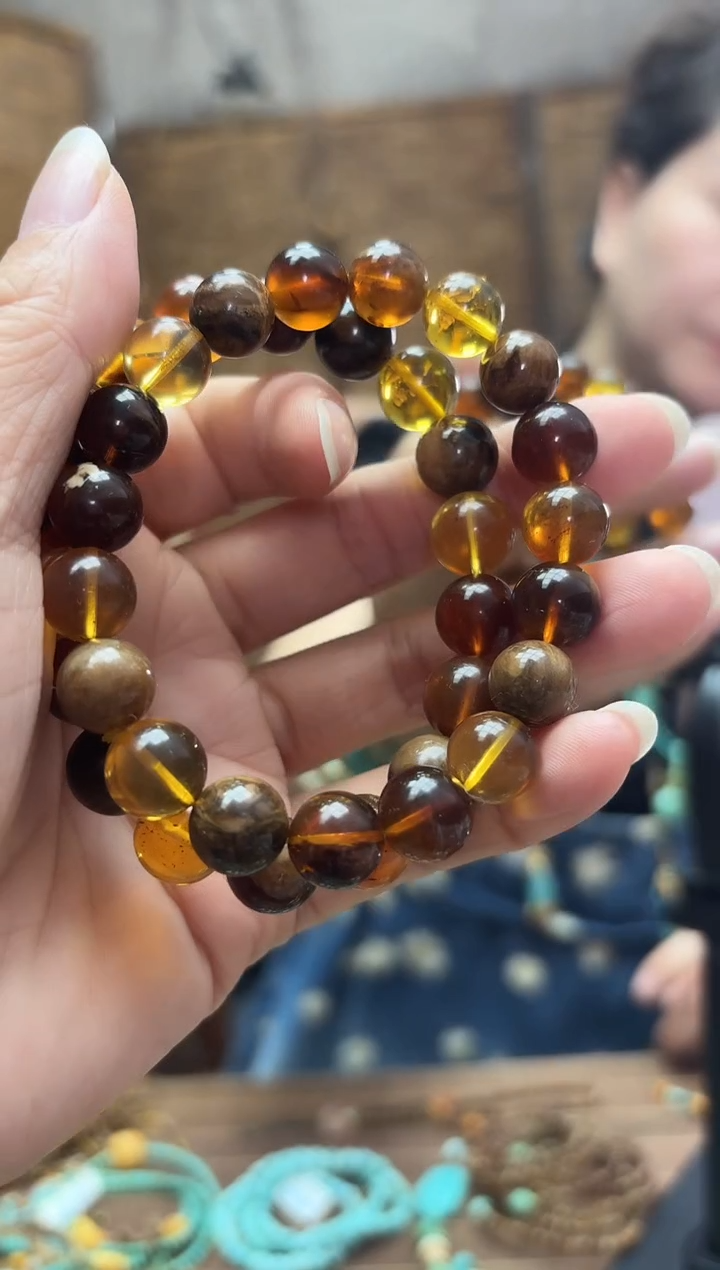 蜜蜡颈饰未镶嵌多样性发一件素圈 10+