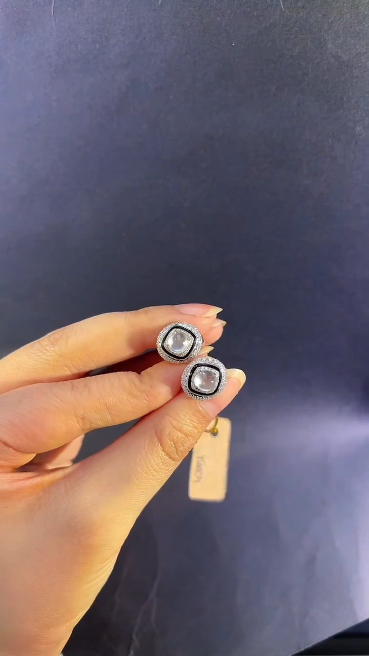 【闪购商品】翡翠耳饰18K金镶嵌翡翠蛋面耳饰多人不退不换