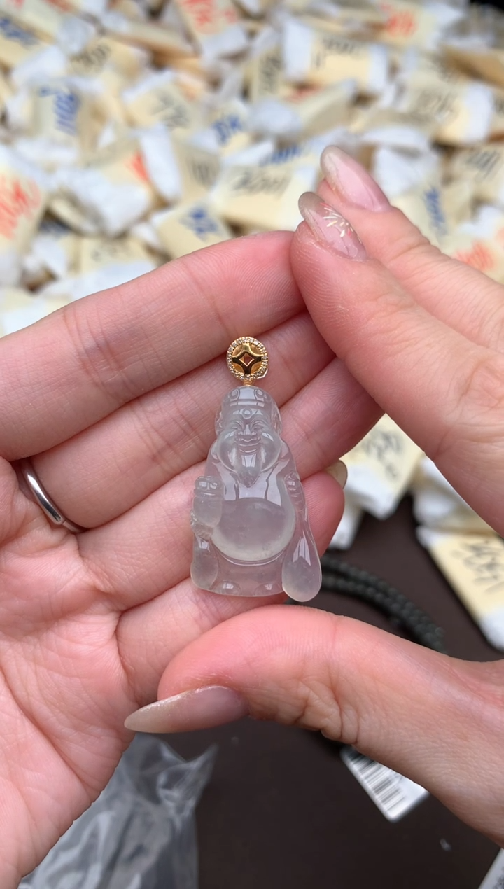 【闪购商品】翡翠挂件18K金镶嵌一
