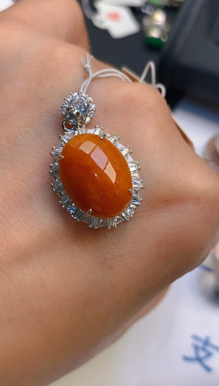 【闪购商品】翡翠耳饰银S925镶嵌天然A货翡翠1