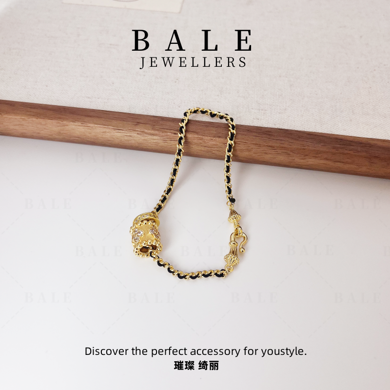 铜合金合成锆石手链 S1695 <·蛮腰·> 黑色复古 编织