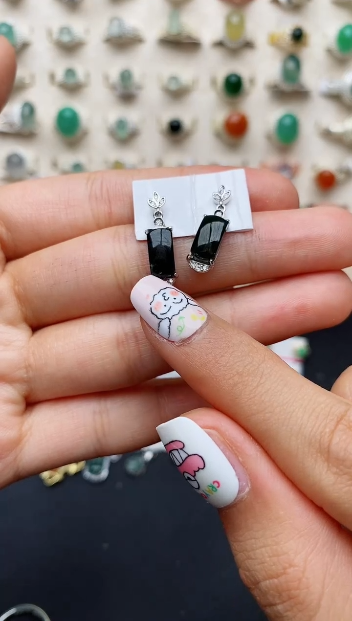 【闪购商品】翡翠耳饰银S925镶嵌缅甸翡翠