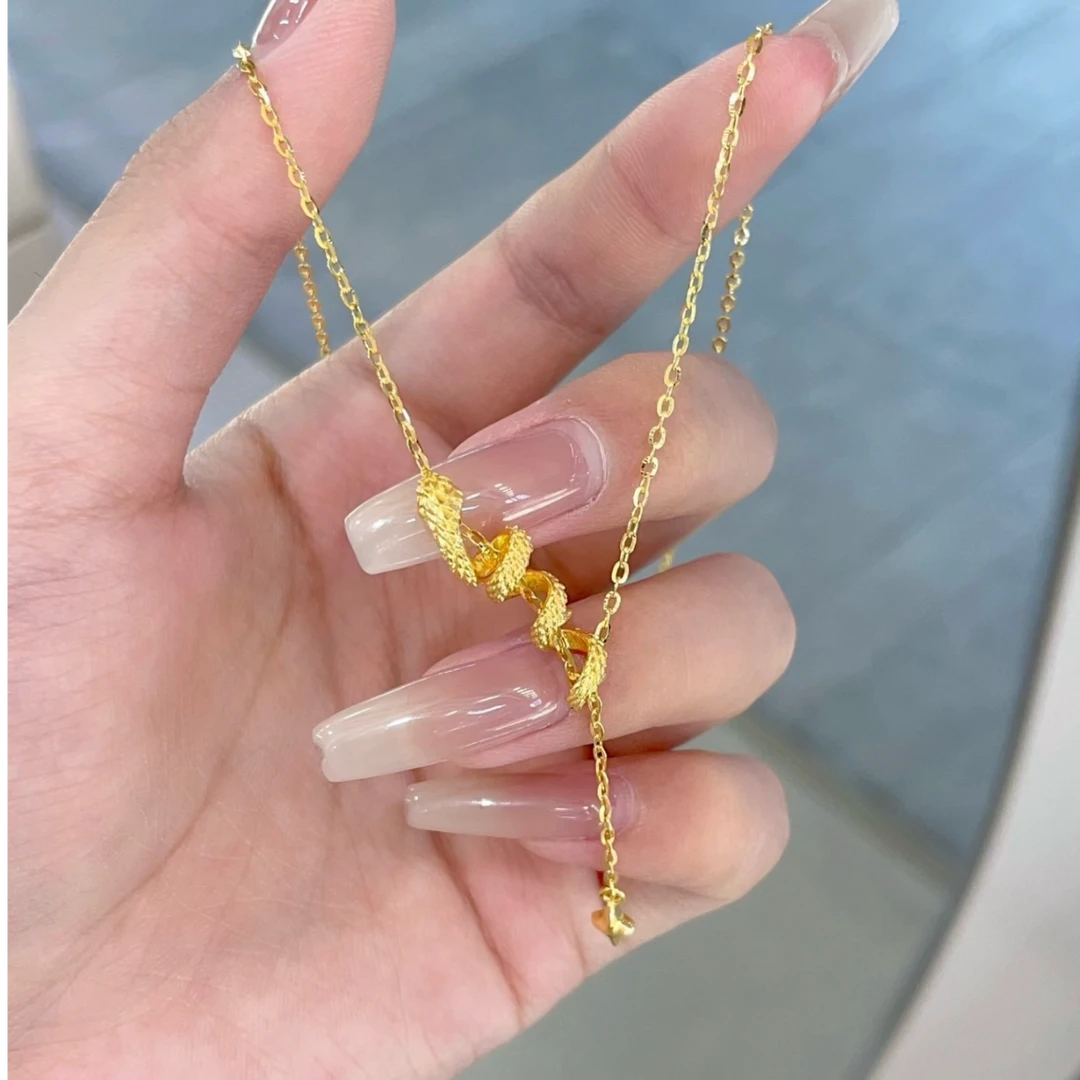 铜合金项链 新中式卷卷蛇项链精致中国风时尚百搭轻奢简约锁骨链