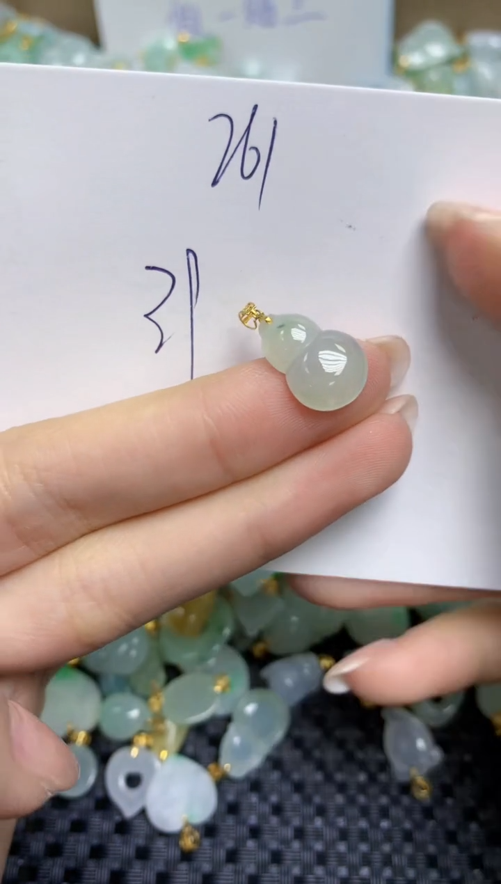 【闪购商品】翡翠颈饰18K金镶嵌天然缅甸A货翡翠