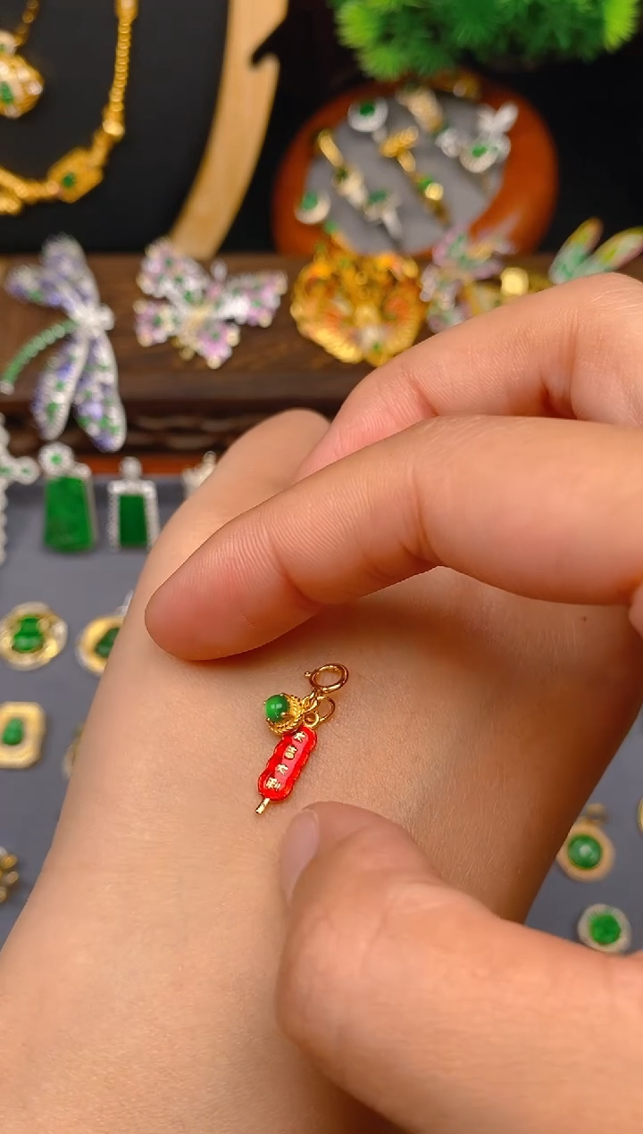 【闪购商品】翡翠吊坠(不含链)银S925镶嵌冰糖葫芦