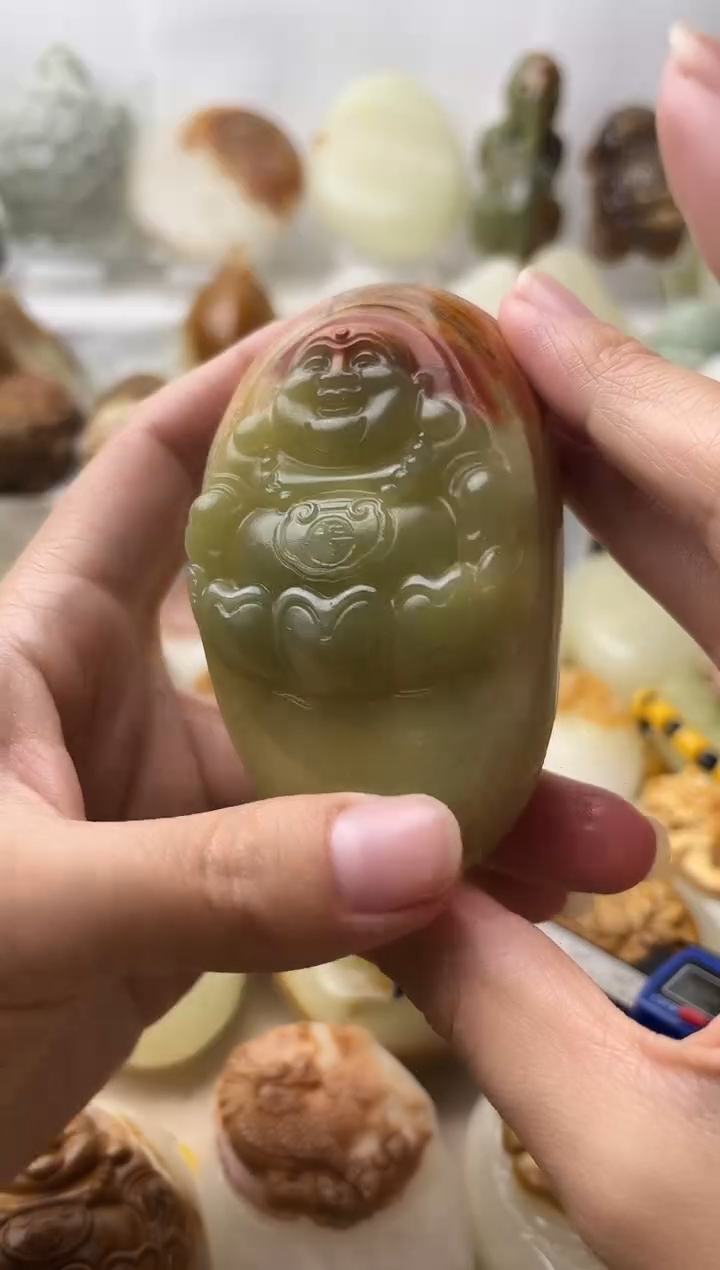 石材古青石棉纹正常不退换弥勒佛