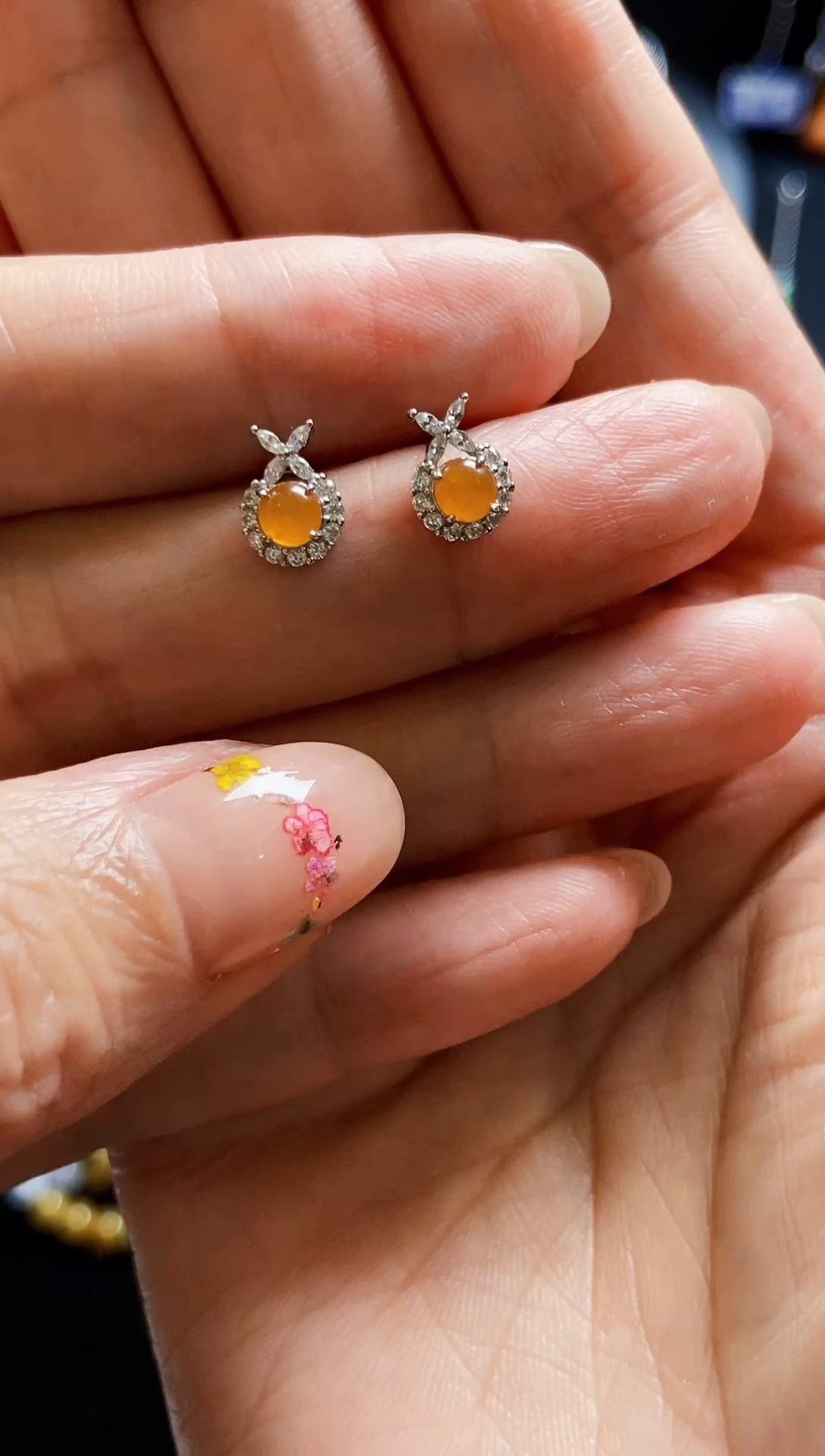 翡翠银S925镶嵌耳饰耳饰