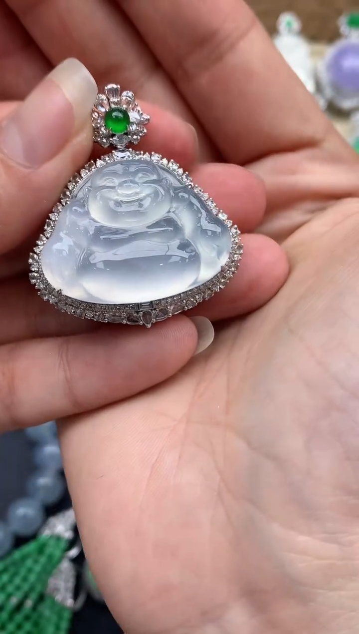 【闪购商品】翡翠吊坠(不含链)18K金镶嵌497-总价41800定金10000