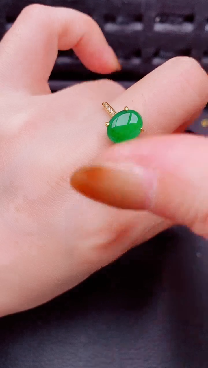 【闪购商品】翡翠戒指银S925镶嵌天然a货翡翠1149