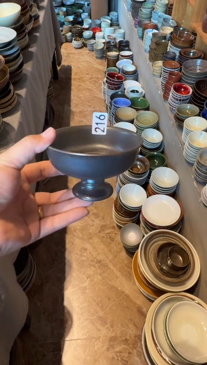 瓷片216 银兔毫高足甜品碗1个