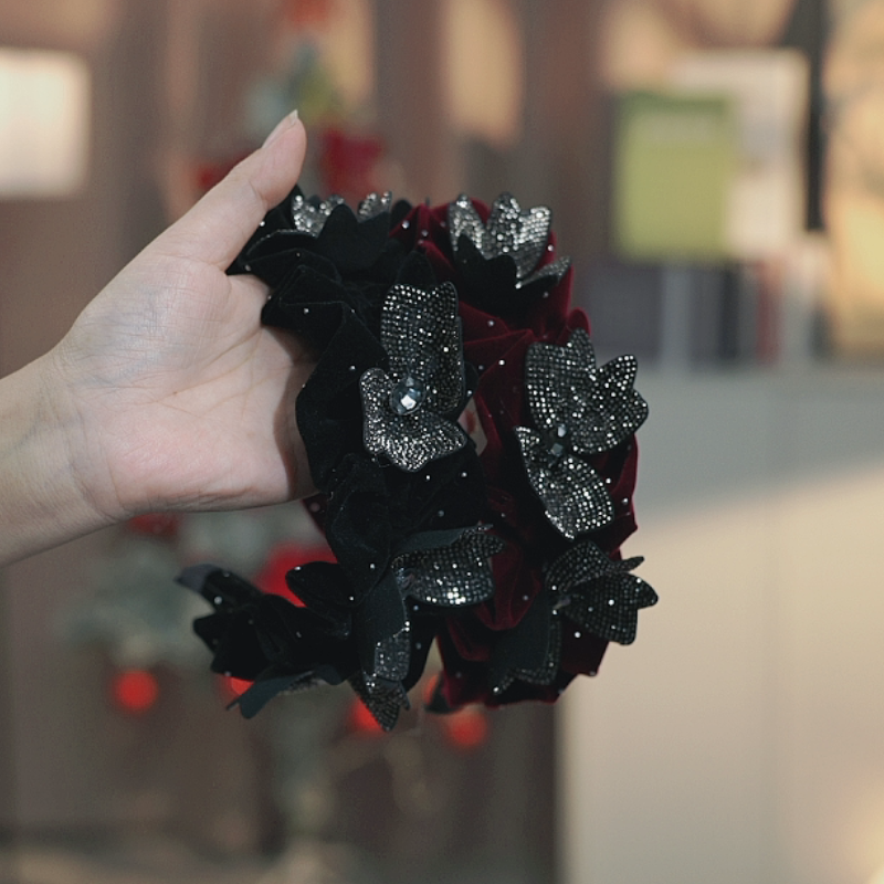 【水晶领结发箍】发夹头饰发夹气质时尚百搭黑色网红轻奢简约韩版优