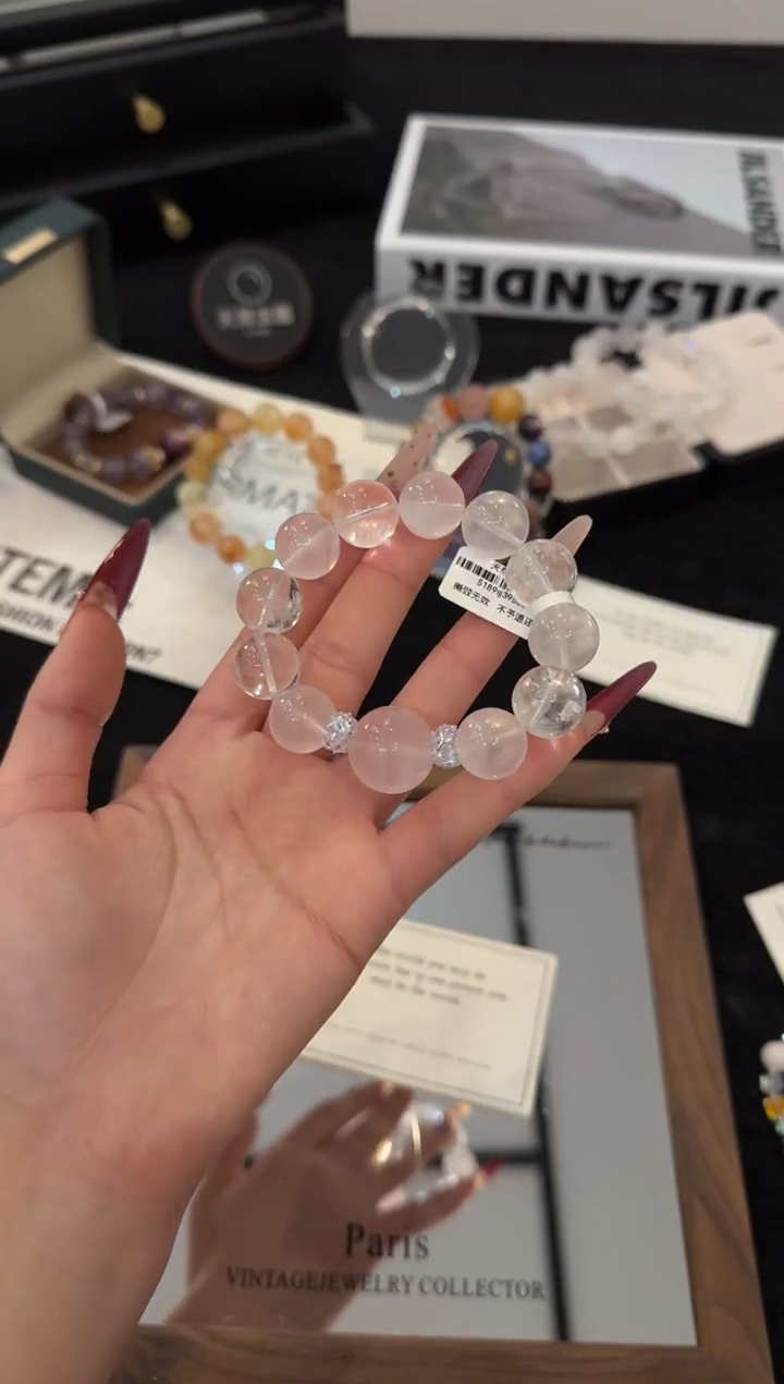 合金手链水晶粉水晶x3671