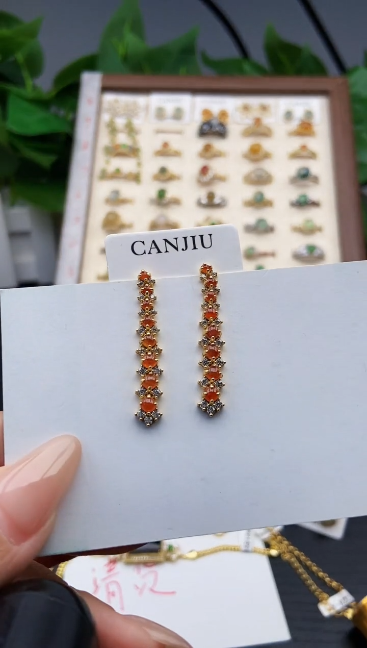 银S925镶嵌翡翠耳饰12