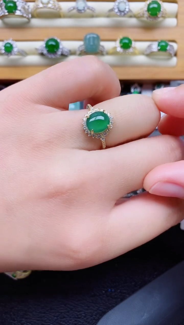 银S925镶嵌戒指翡翠1