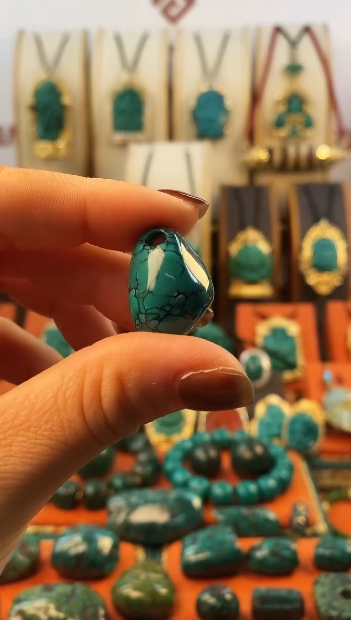 未镶嵌绿松石。网花 单颗  23.5*16.8*14.5mm